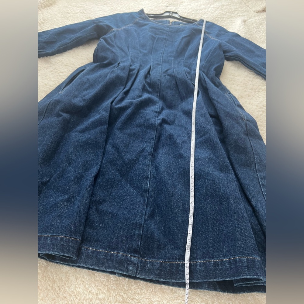 Blue Denim fit and flare Dress with pockets - Picture 9 of 11